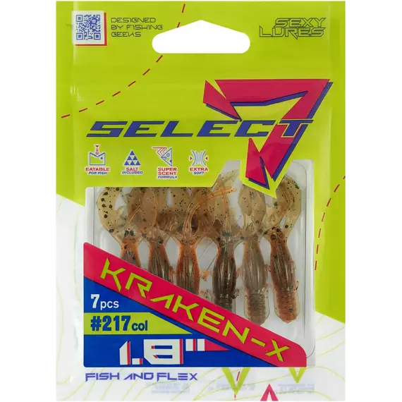 Силікон Select Kraken-X SE 1.8" #217 (7шт/уп), Довжина силікону: 1.8" (4.57 см), Колір силікону: 217, фото , изображение 2